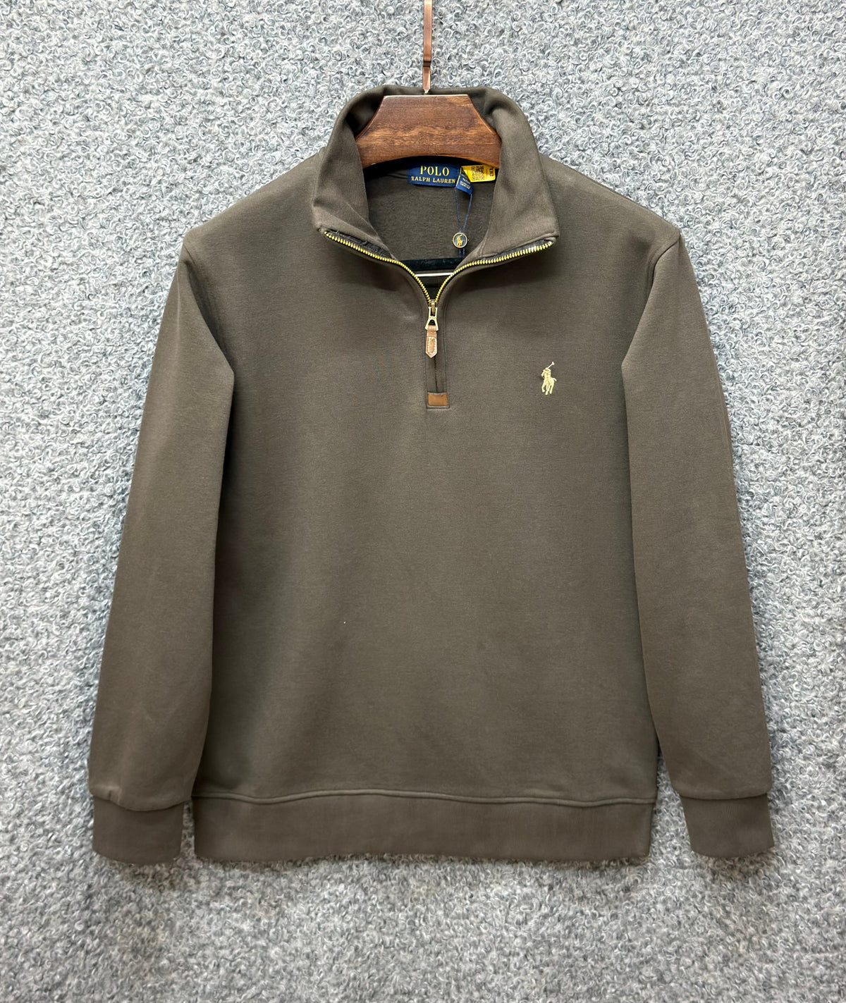 Premium Half Zip Pullover Jacket Taupe Grey