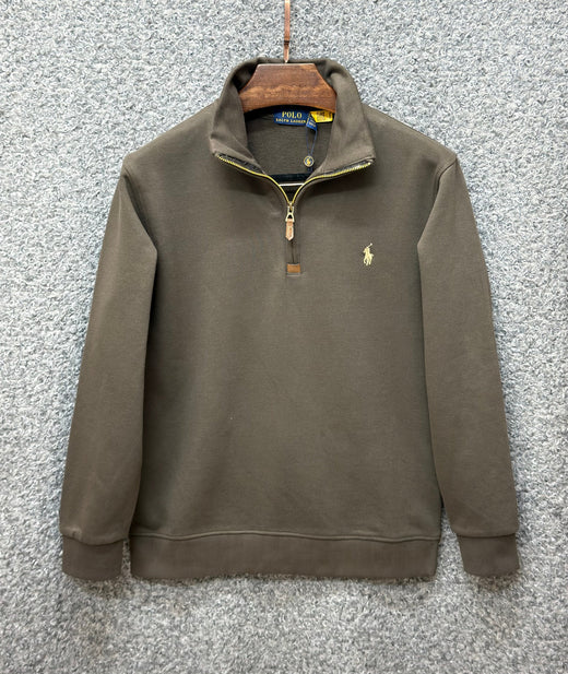 Premium Half Zip Pullover Jacket Taupe Grey