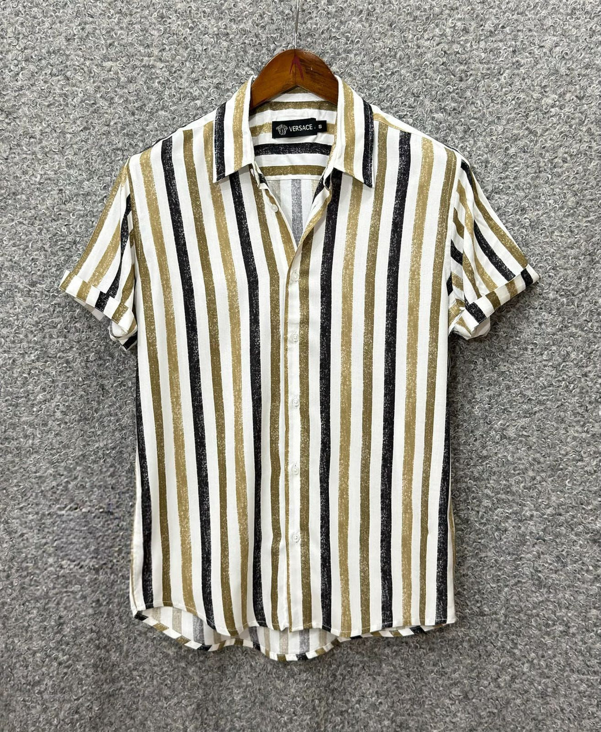 HAWAI SHIRT - OLIVE AND BLACK STRIPE