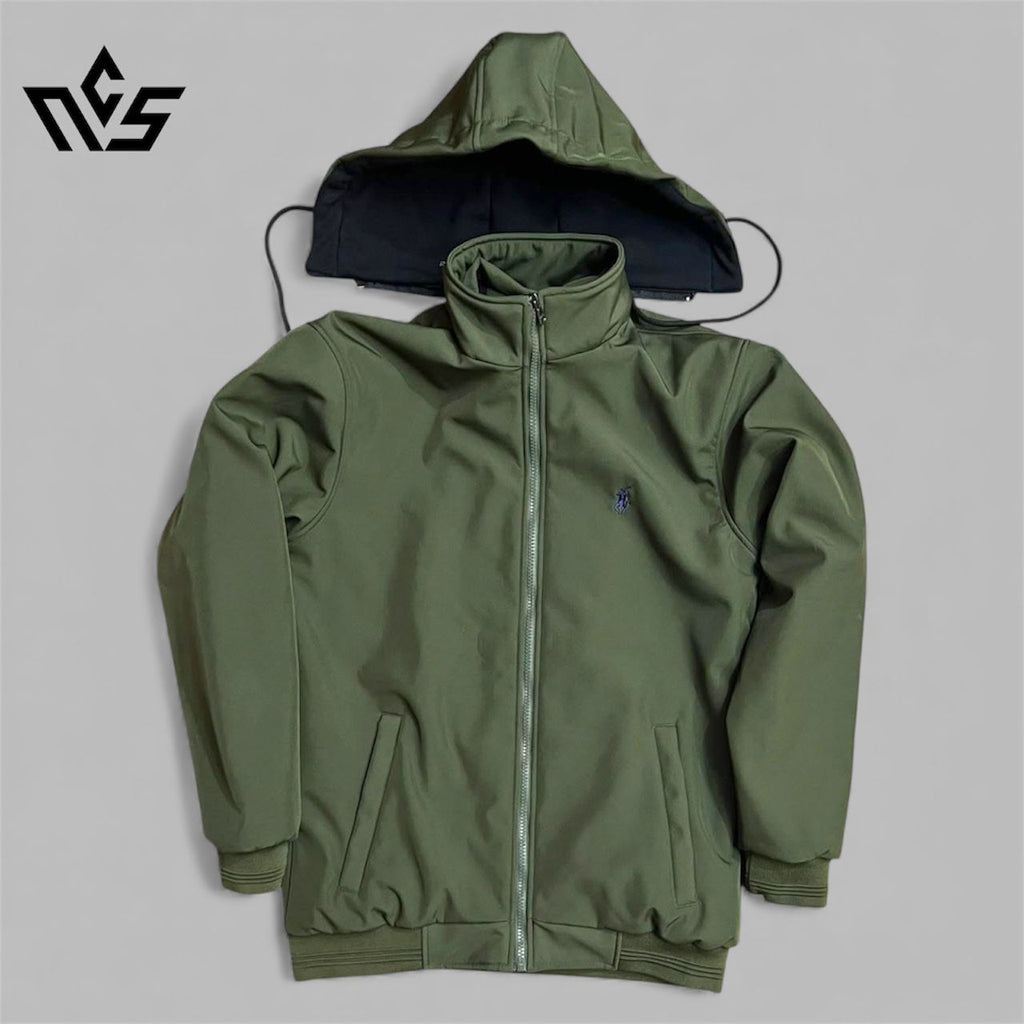Premium Winter Heavy Jacket With Hoodie - Olive