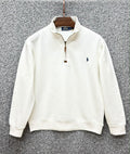 Premium Half Zip Pullover Jacket Taupe white